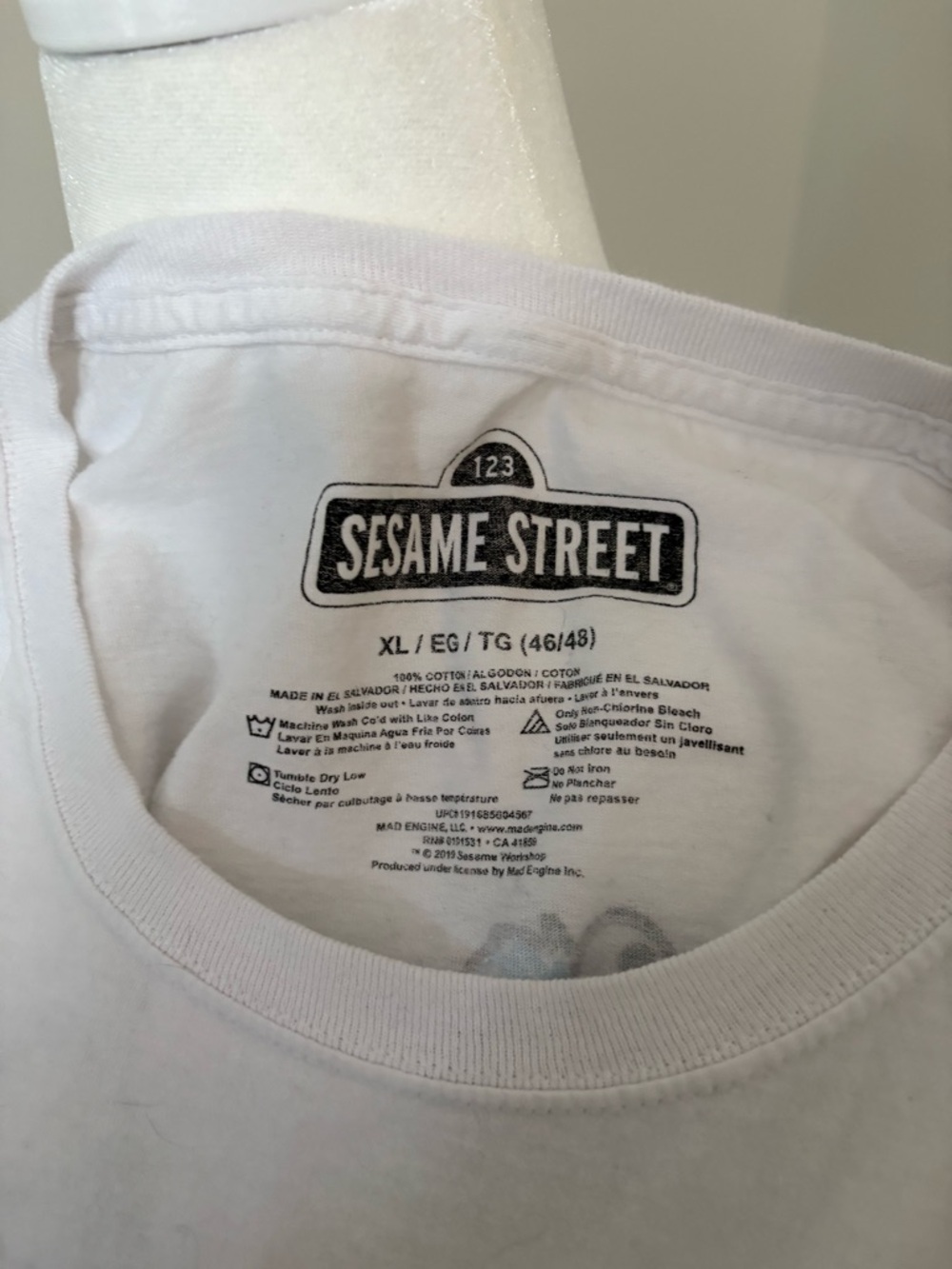 Sesame Street White Long Sleeve Tee with Colorful Character Print - Picture 3 of 3